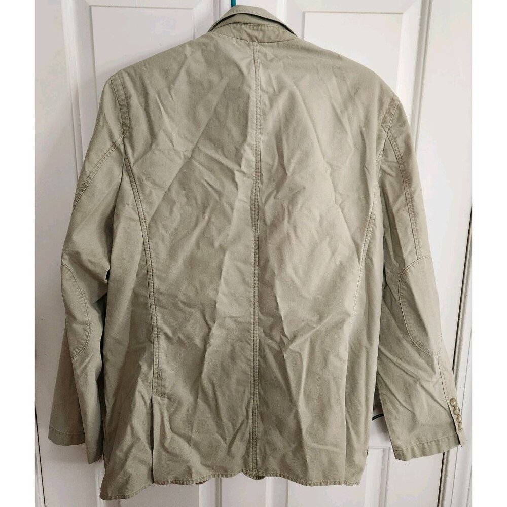 LL Bean Jacket Men 42 42R Green Safari Sport Field Jacket Cotton Blazer Utility - Picture 3 of 5